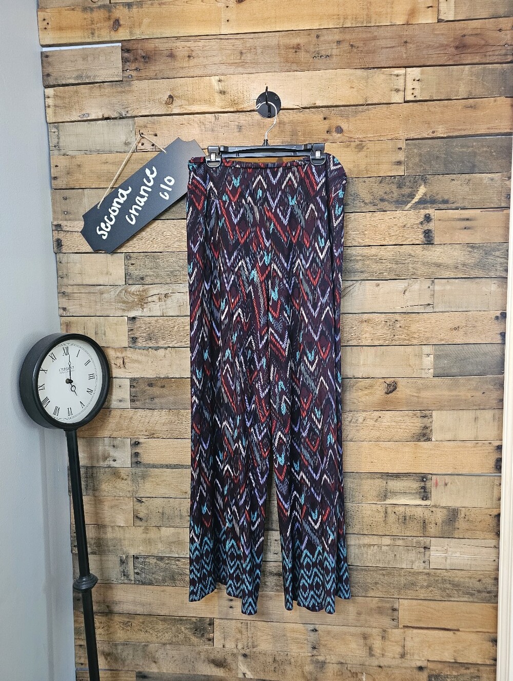 Cato Women's Purple palazzo Chervon geometric high waist Pull On pants Sz 14/16w
